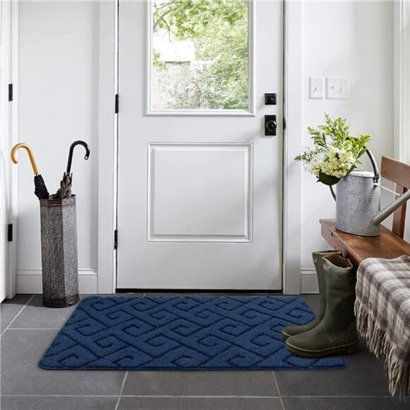 Front Door Mat for Entrance (20"x32"Navy Blue) Machine Washable Entryway Rug - Picture 5 of 6